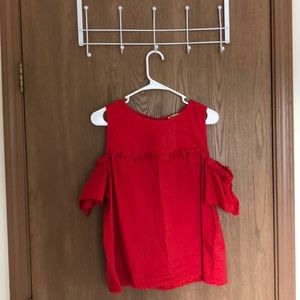 Red Cold-Shoulder Blouse☺️